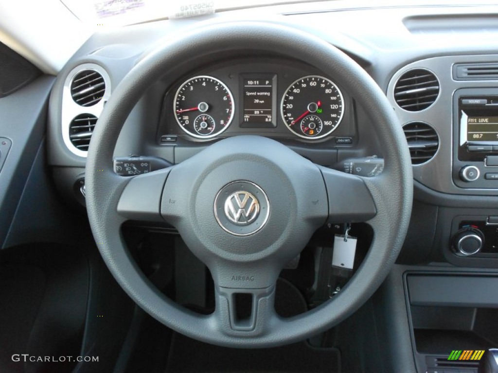 2012 Volkswagen Tiguan S Black Steering Wheel Photo #53090858