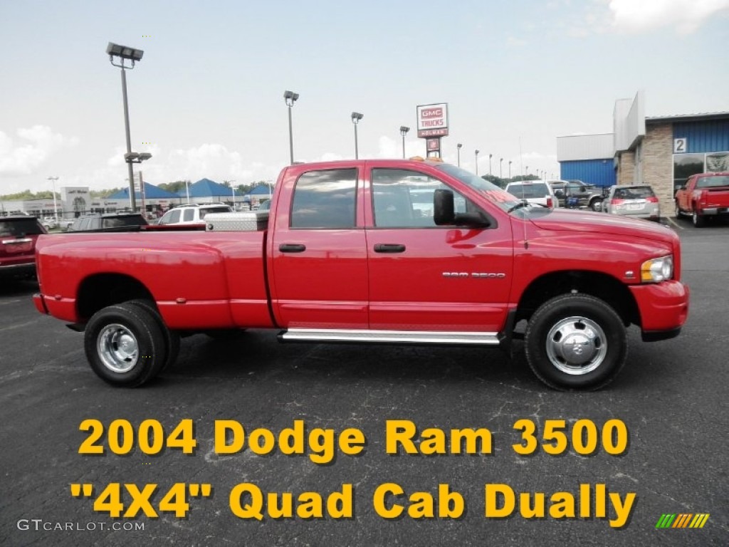 2004 Ram 3500 SLT Quad Cab 4x4 Dually - Flame Red / Dark Slate Gray photo #1