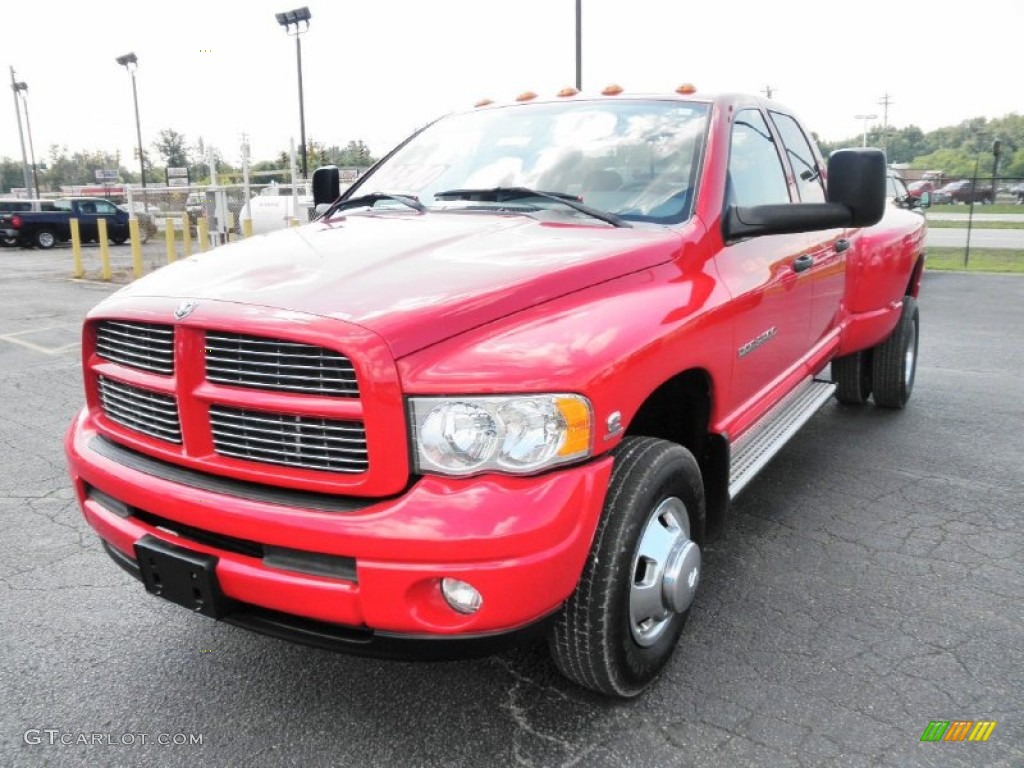 2004 Ram 3500 SLT Quad Cab 4x4 Dually - Flame Red / Dark Slate Gray photo #3