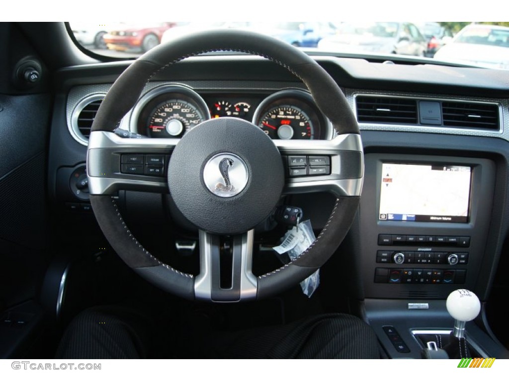 2012 Ford Mustang Shelby GT500 SVT Performance Package Coupe Charcoal Black/Black Steering Wheel Photo #53093252