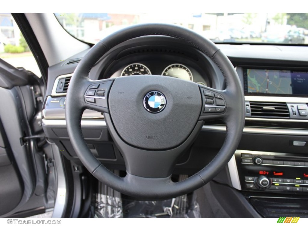 2011 BMW 5 Series 550i Gran Turismo Black Steering Wheel Photo #53095169