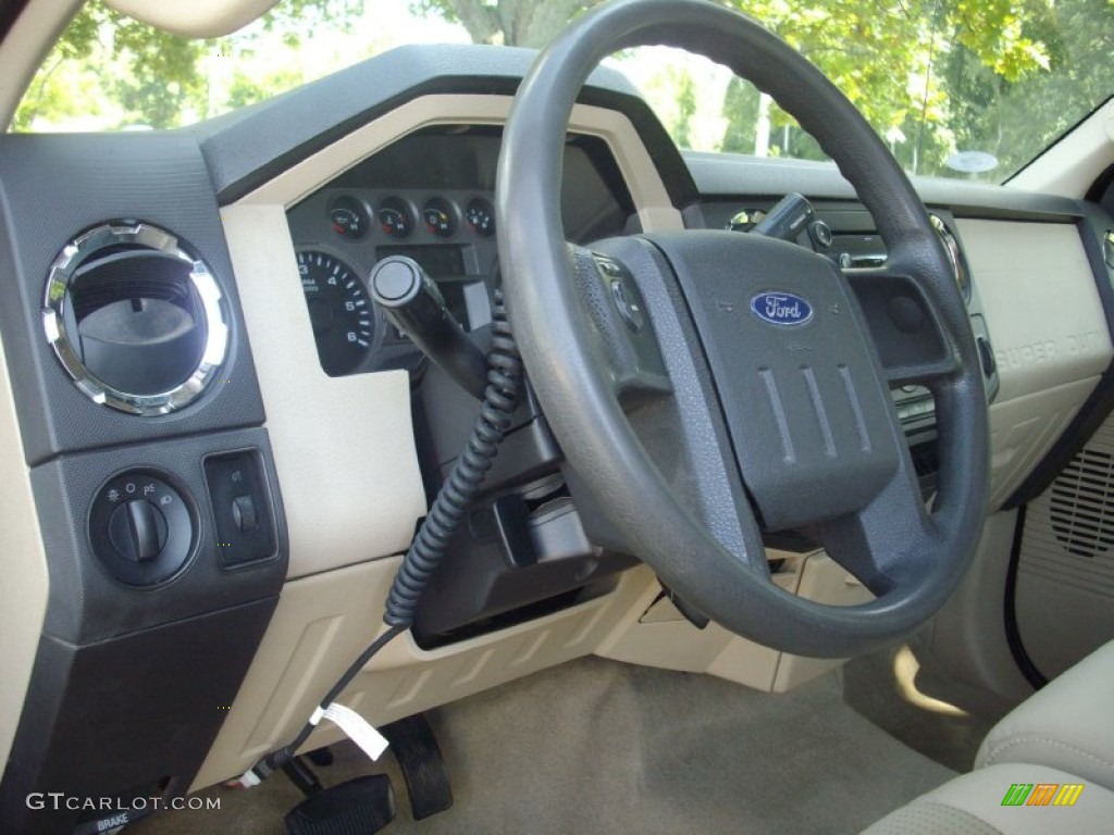 2008 Ford F250 Super Duty XLT Regular Cab 4x4 Camel Steering Wheel Photo #53096729