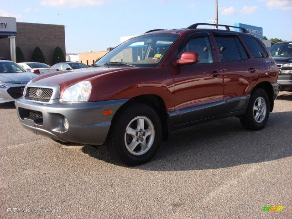 2004 Santa Fe GLS 4WD - Merlot Red / Gray photo #2