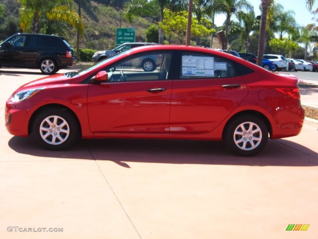 2012 Accent GLS 4 Door - Boston Red / Beige photo #2