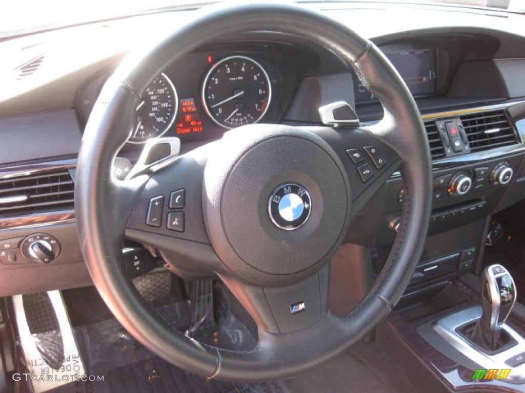 2010 BMW 5 Series 550i Sedan Black Steering Wheel Photo #53098583