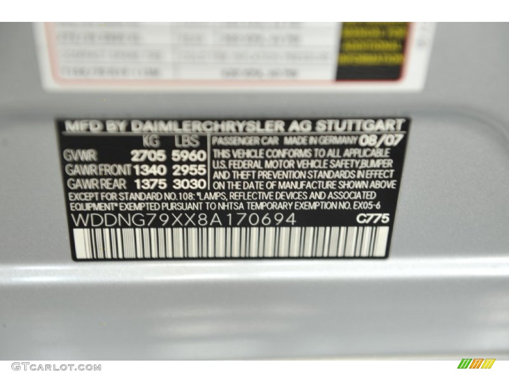 2008 S Color Code 775 for Iridium Silver Metallic Photo #53102060