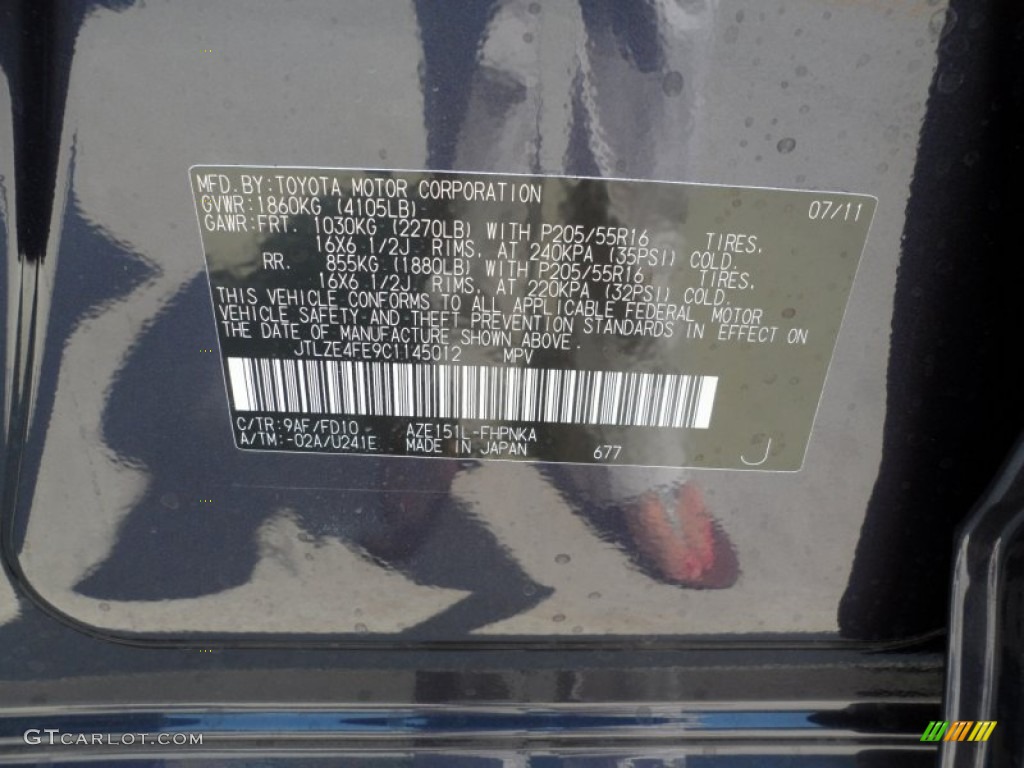 2012 xB Color Code 9AF for Elusive Blue Metallic Photo #53109329