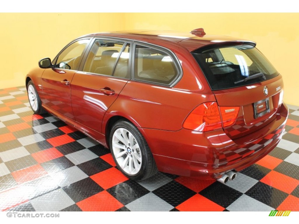 2011 3 Series 328i xDrive Sports Wagon - Vermillion Red Metallic / Black photo #3