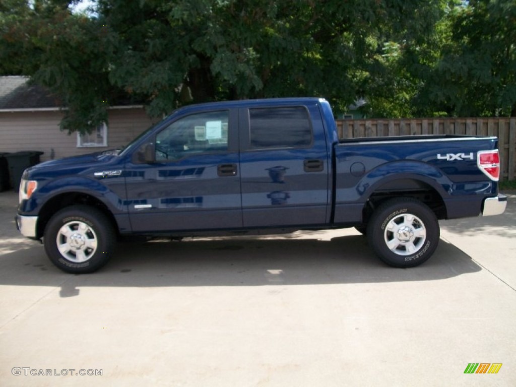 2011 F150 XLT SuperCrew 4x4 - Dark Blue Pearl Metallic / Steel Gray photo #8