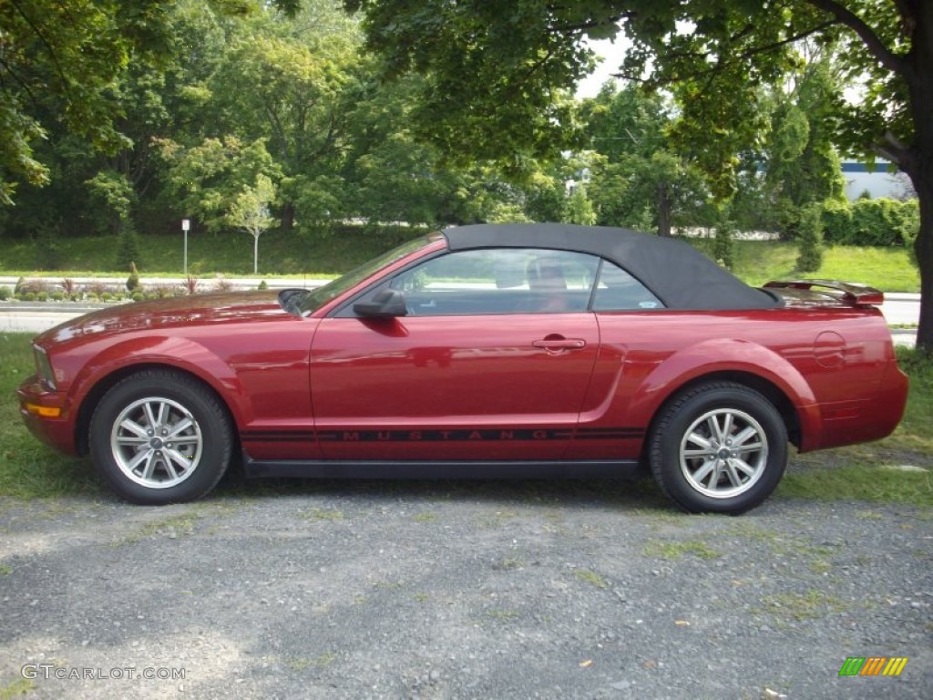 2005 Mustang V6 Premium Convertible - Redfire Metallic / Red Leather photo #2