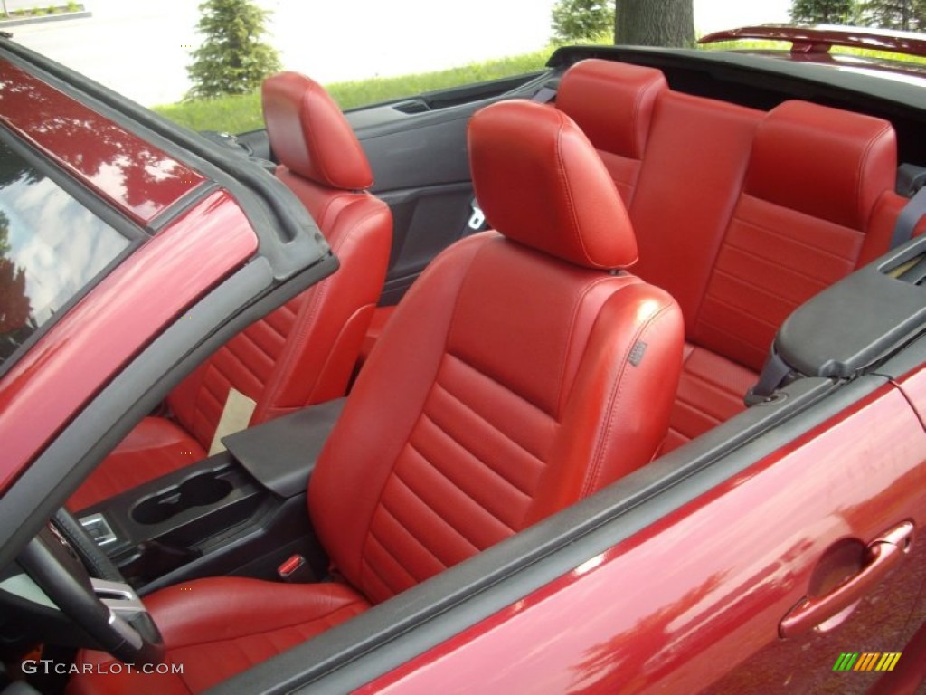 Red Leather Interior 2005 Ford Mustang V6 Premium Convertible Photo #53121852