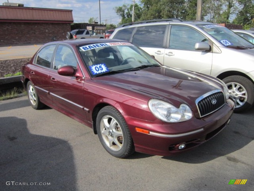 2005 Sonata GLS V6 - Ruby Red / Beige photo #1
