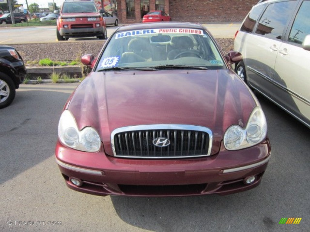 2005 Sonata GLS V6 - Ruby Red / Beige photo #2