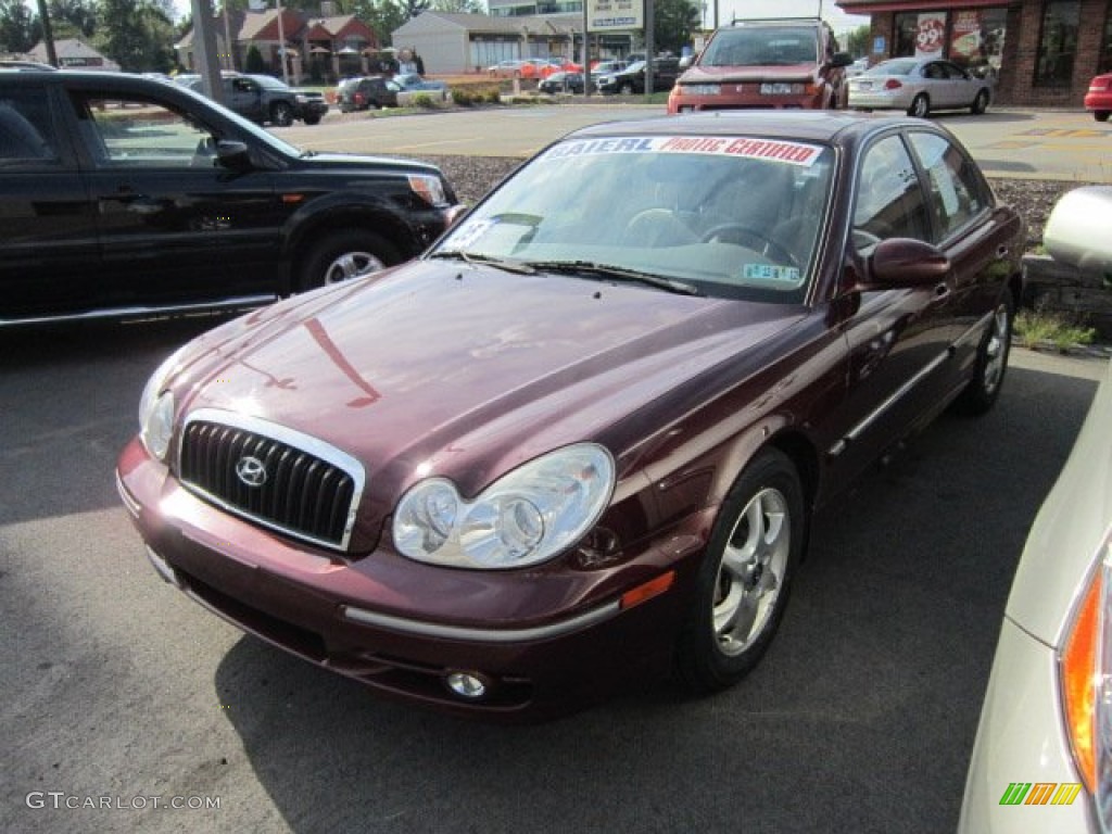 2005 Sonata GLS V6 - Ruby Red / Beige photo #3