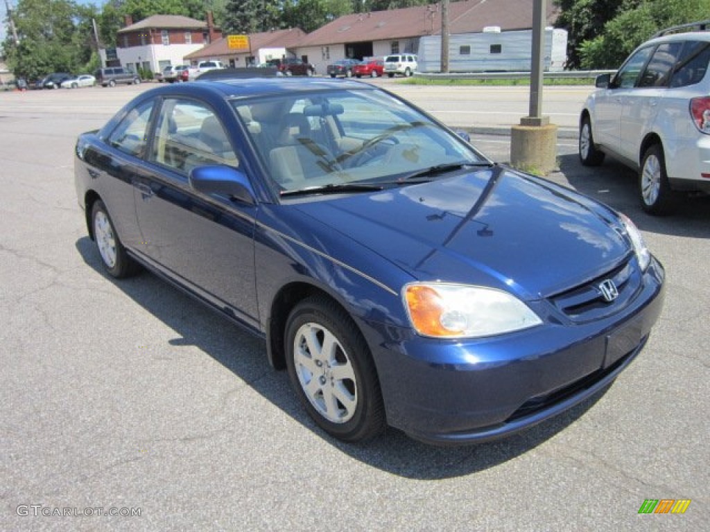 2003 Civic EX Coupe - Vivid Blue / Ivory photo #7