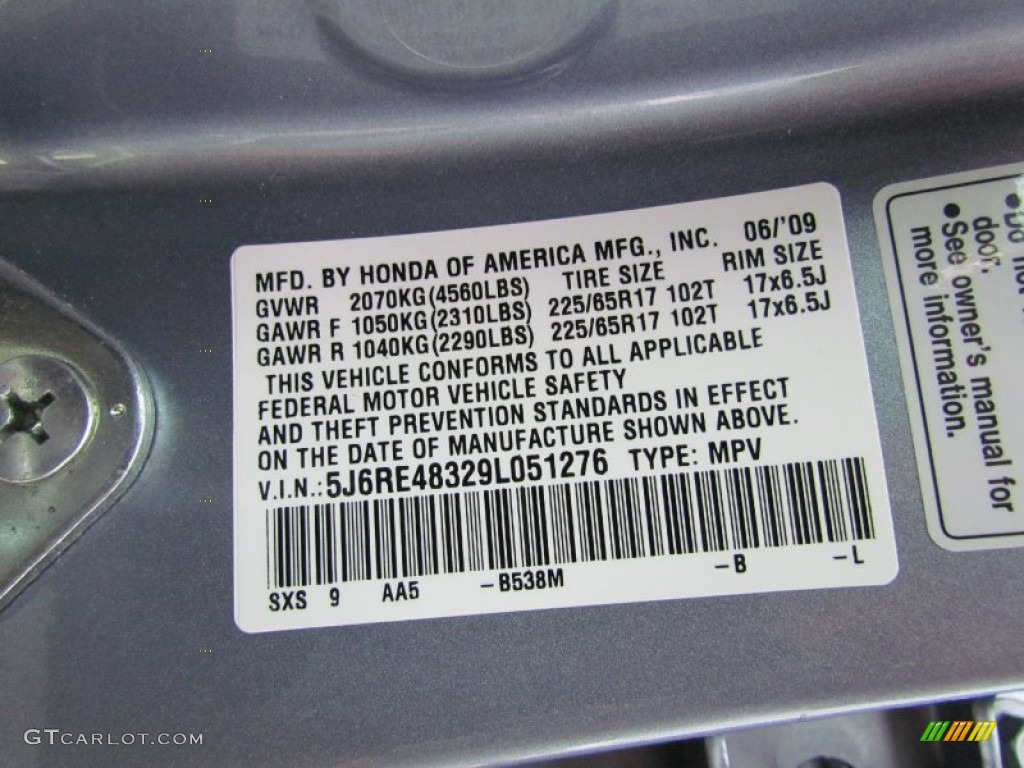 2009 CR-V LX 4WD - Glacier Blue Metallic / Gray photo #12