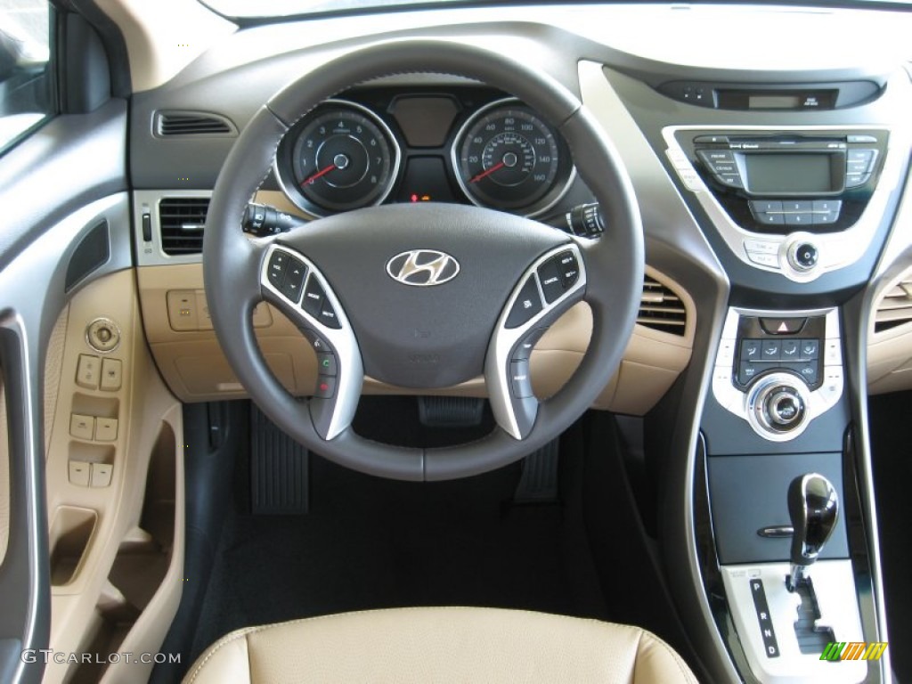 2012 Hyundai Elantra Limited Beige Dashboard Photo #53134300