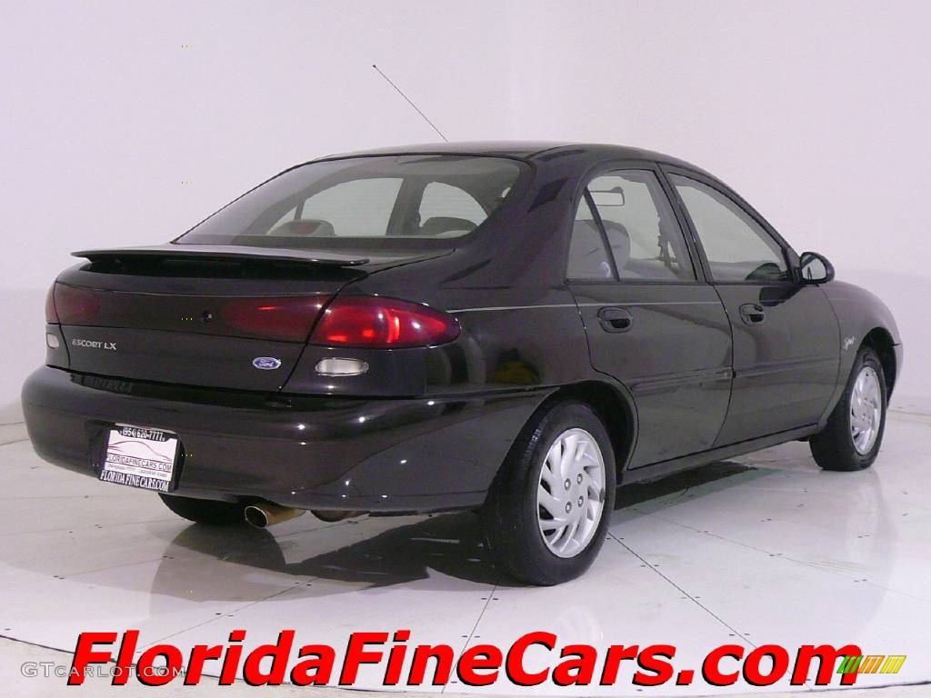 1997 Escort LX Sedan - Black Satin Metallic / Medium Graphite photo #2