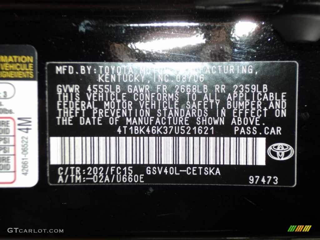 2007 Camry SE V6 - Black / Dark Charcoal photo #16