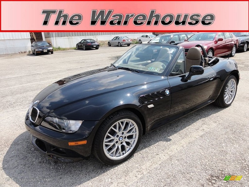 2002 Z3 3.0i Roadster - Jet Black / Beige photo #1