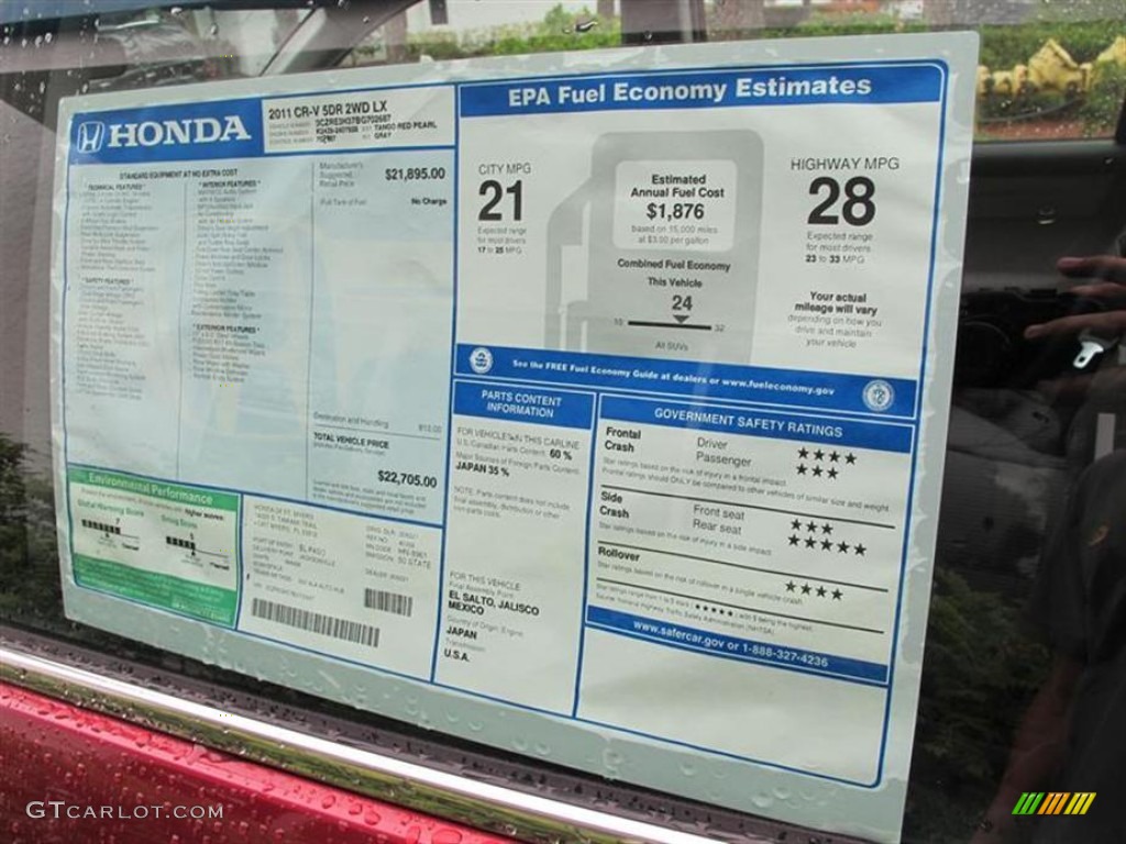 2011 Honda CR-V LX Window Sticker Photo #53152375