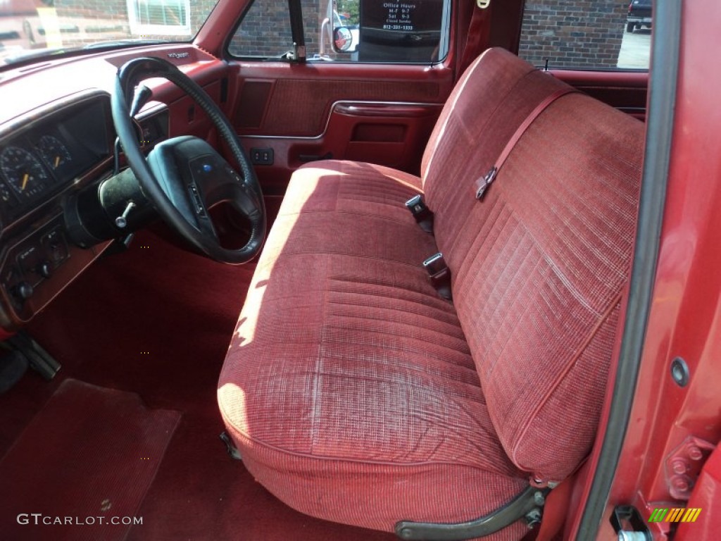 Red Interior 1990 Ford F350 XLT Crew Cab 4x4 Photo #53153035