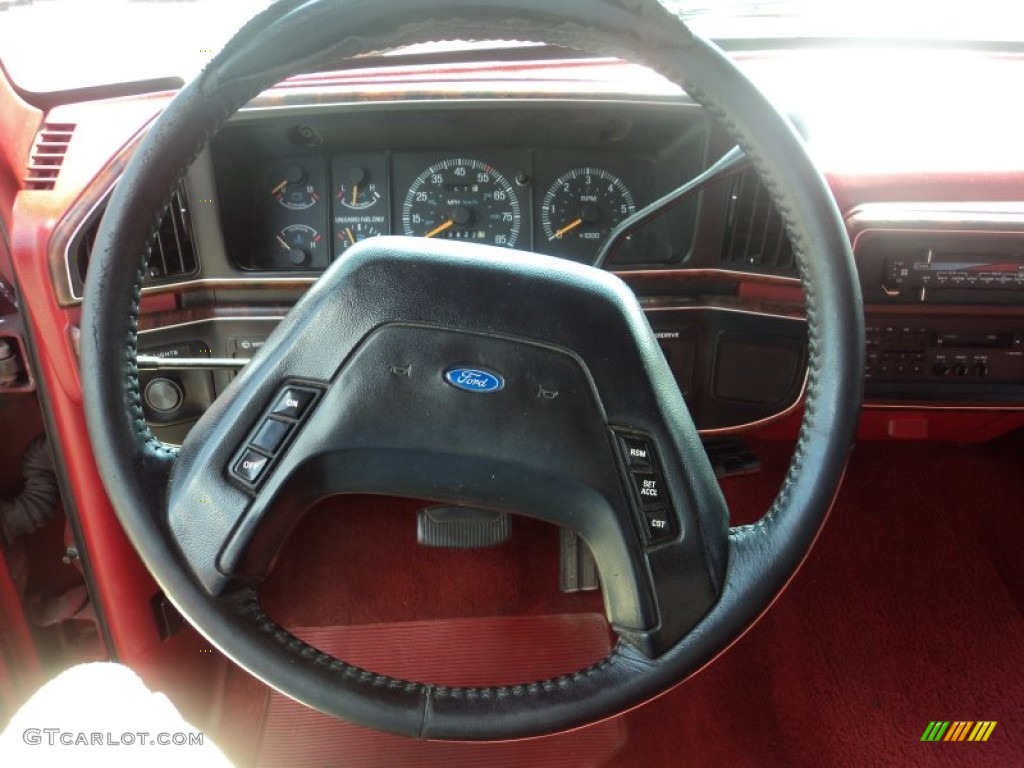 1990 Ford F350 XLT Crew Cab 4x4 Red Steering Wheel Photo #53153050