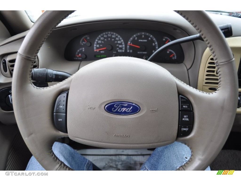 2003 Ford F150 XLT SuperCab Medium Parchment Beige Steering Wheel Photo #53164139