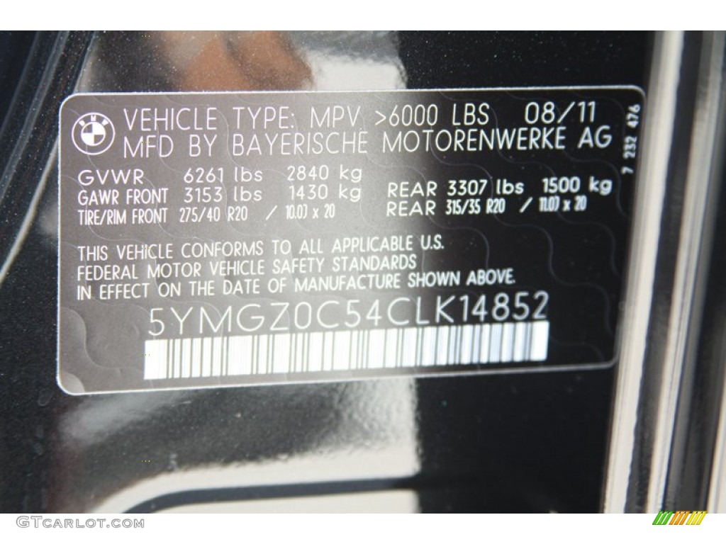 2012 BMW X6 M Standard X6 M Model Info Tag Photo #53166846