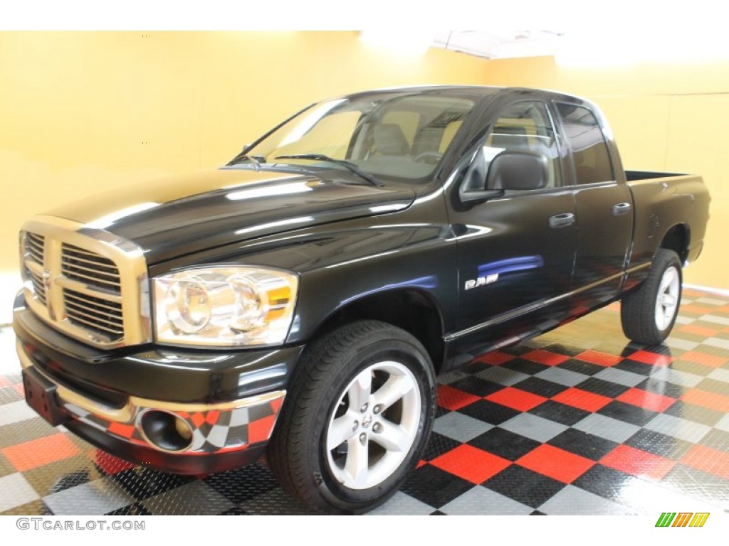 2008 Ram 1500 SLT Quad Cab 4x4 - Brilliant Black Crystal Pearl / Medium Slate Gray photo #2