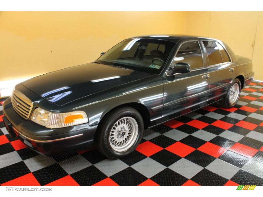 1998 Crown Victoria Sedan - Dark Green Satin Metallic / Medium Parchment photo #2