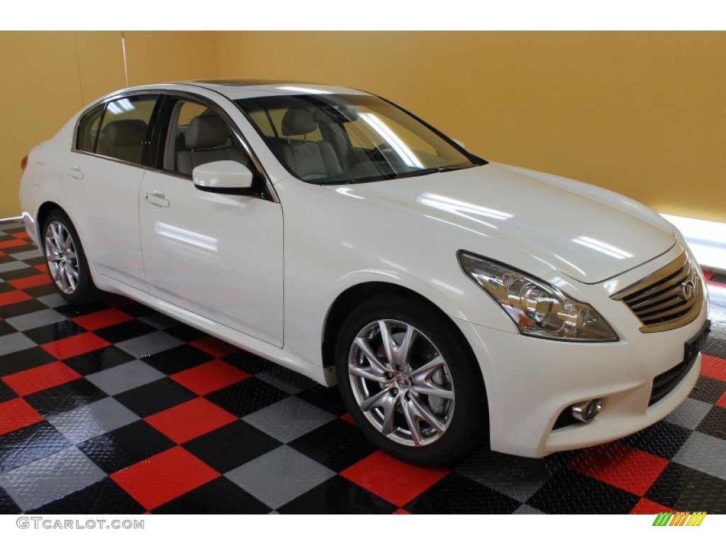 2010 G 37 S Sport Sedan - Moonlight White / Stone photo #1