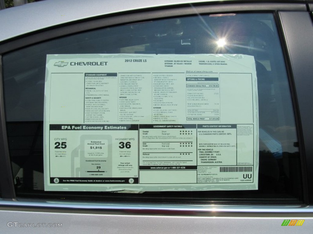 2012 Chevrolet Cruze LS Window Sticker Photo #53177063