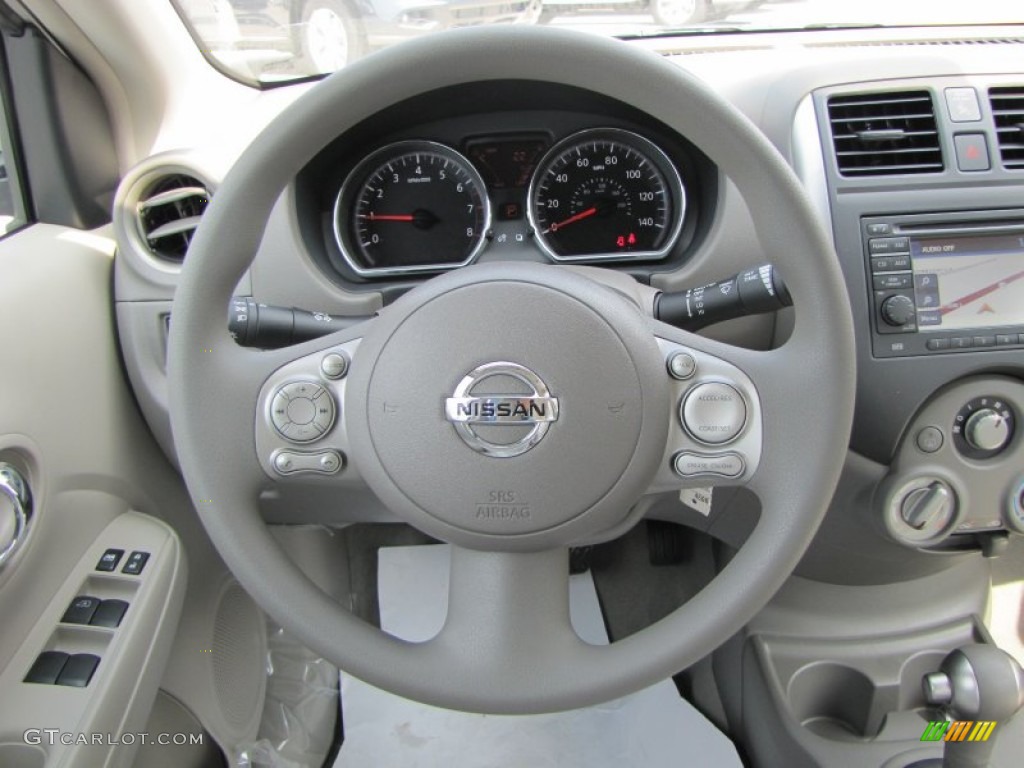 2012 Nissan Versa 1.6 SL Sedan Sandstone Steering Wheel Photo #53179292