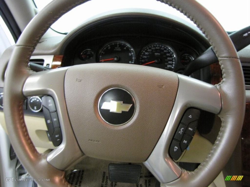 2010 Chevrolet Silverado 1500 LTZ Extended Cab 4x4 Light Cashmere/Ebony Steering Wheel Photo #53183486