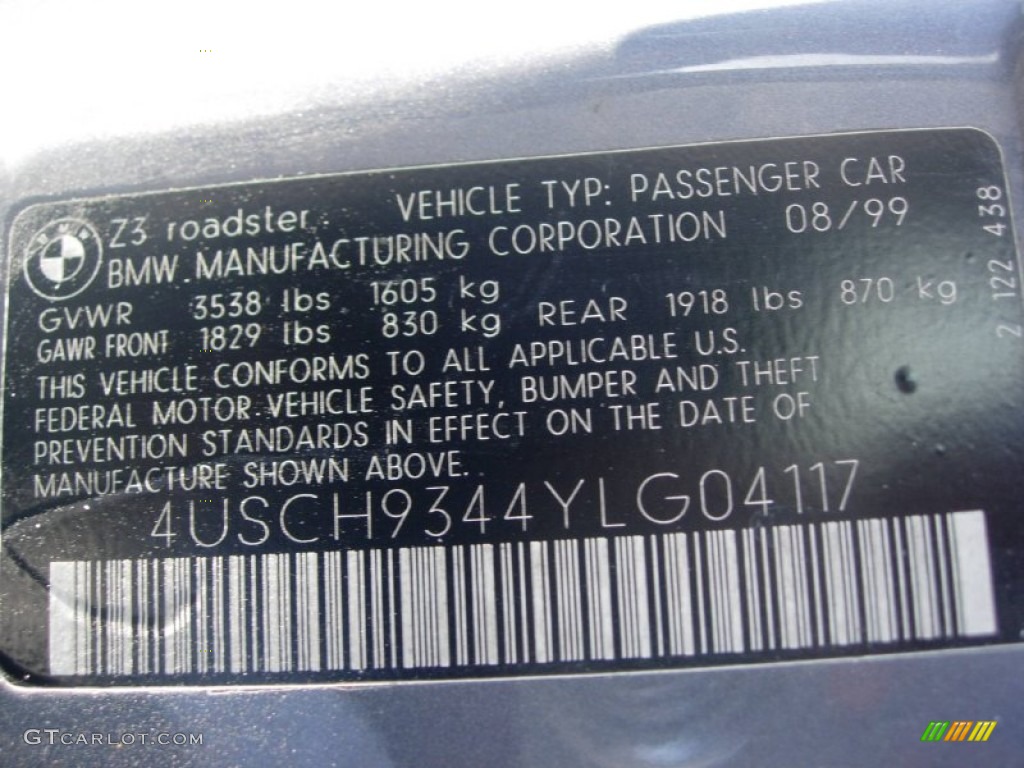 2000 BMW Z3 2.3 Roadster Info Tag Photo #53185572