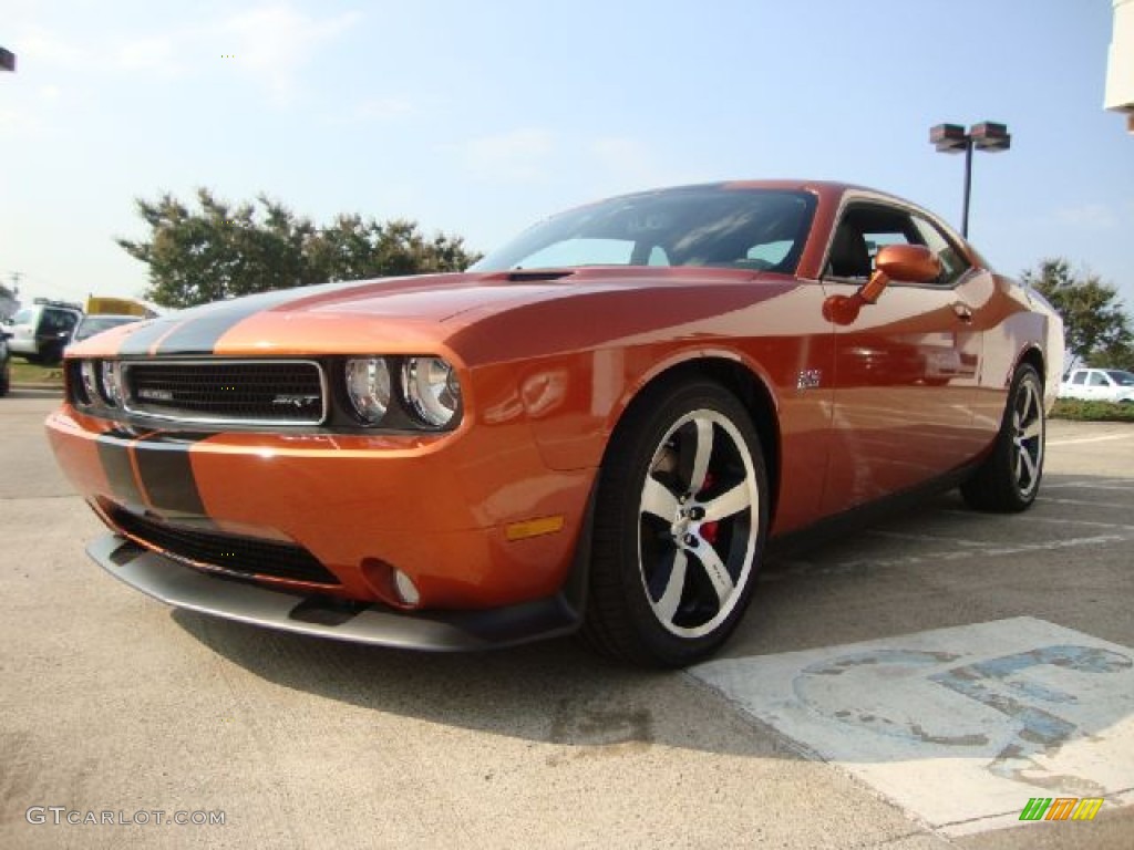 2011 Challenger SRT8 392 - Toxic Orange Pearl / Dark Slate Gray photo #7