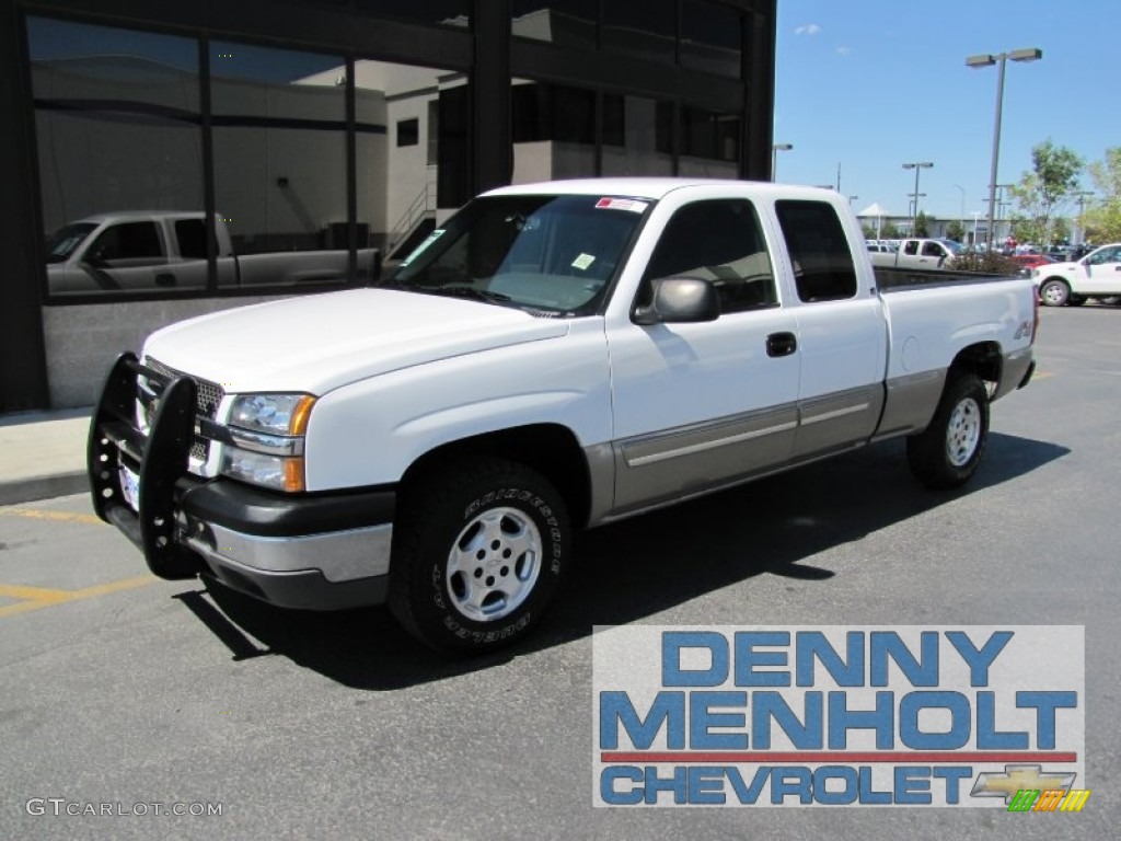 2003 Silverado 1500 LS Extended Cab 4x4 - Summit White / Medium Gray photo #1