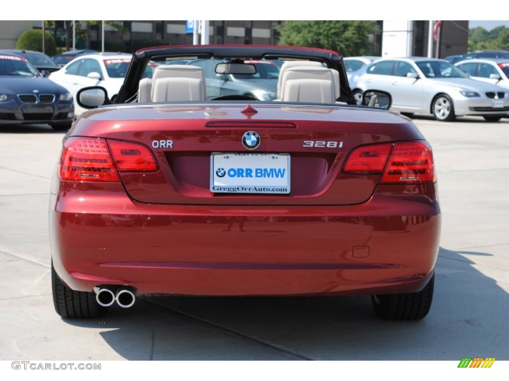 2011 3 Series 328i Convertible - Vermillion Red Metallic / Oyster/Black Dakota Leather photo #6