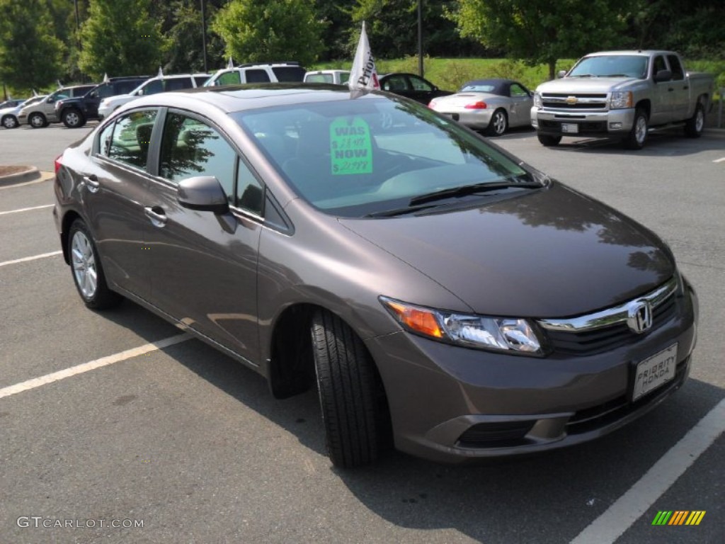 2012 Civic EX Sedan - Urban Titanium Metallic / Beige photo #5