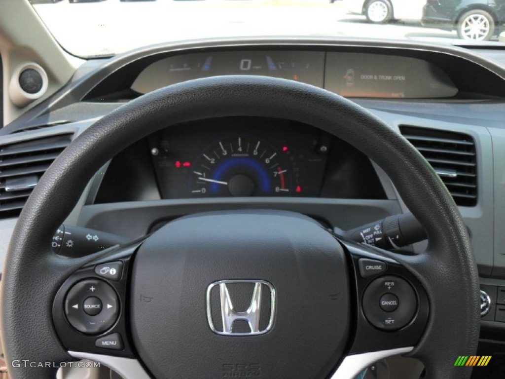 2012 Honda Civic EX Sedan Beige Steering Wheel Photo #53205638