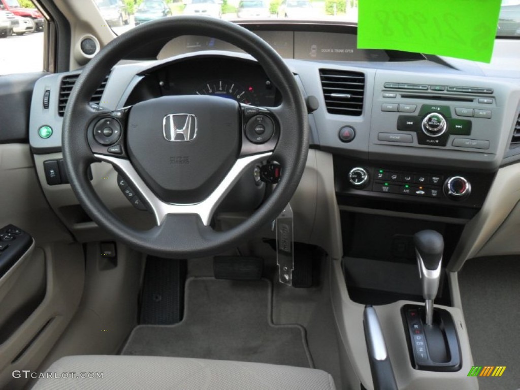 2012 Honda Civic EX Sedan Beige Dashboard Photo #53205692
