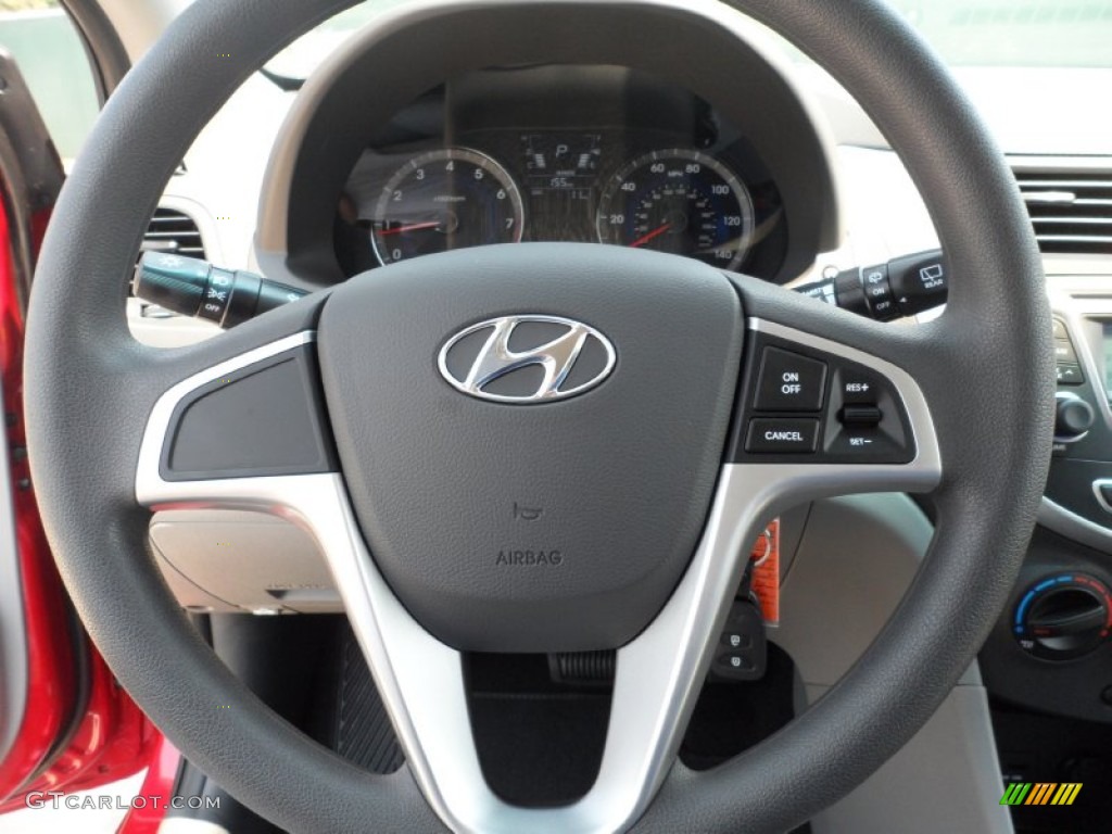 2012 Hyundai Accent GS 5 Door Gray Steering Wheel Photo #53212679