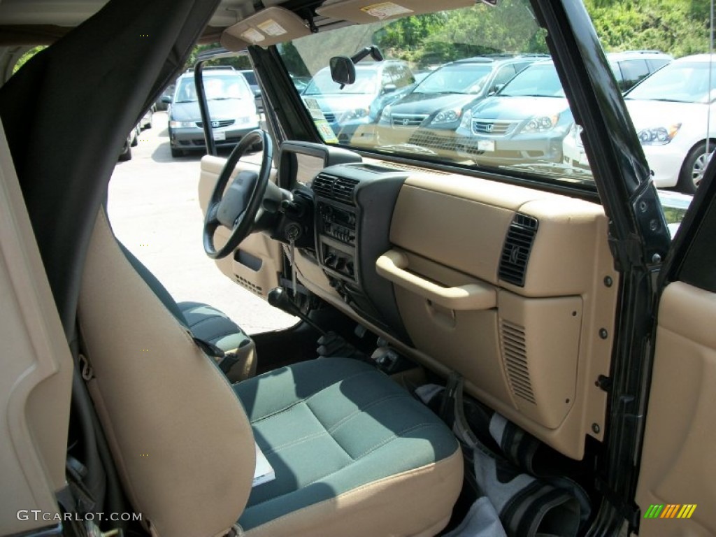 2002 Wrangler Sahara 4x4 - Black / Camel Beige/Dark Green photo #17