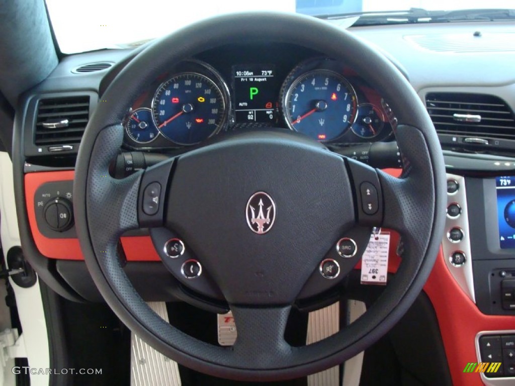 2012 Maserati GranTurismo MC Coupe Rosso Corallo Steering Wheel Photo #53213216
