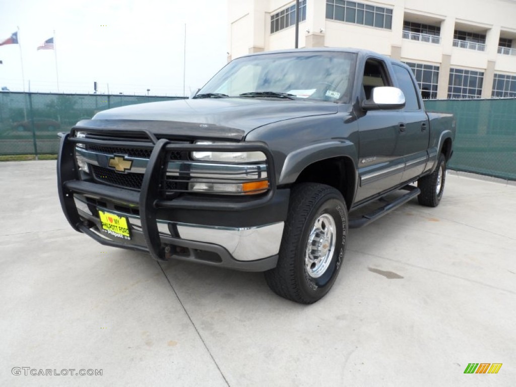 2002 Silverado 2500 LS Crew Cab 4x4 - Medium Charcoal Gray Metallic / Medium Gray photo #7