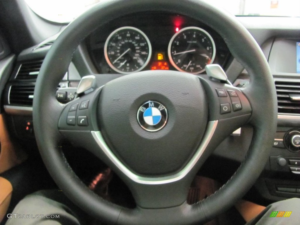 2011 BMW X6 xDrive35i Saddle Brown Steering Wheel Photo #53218748