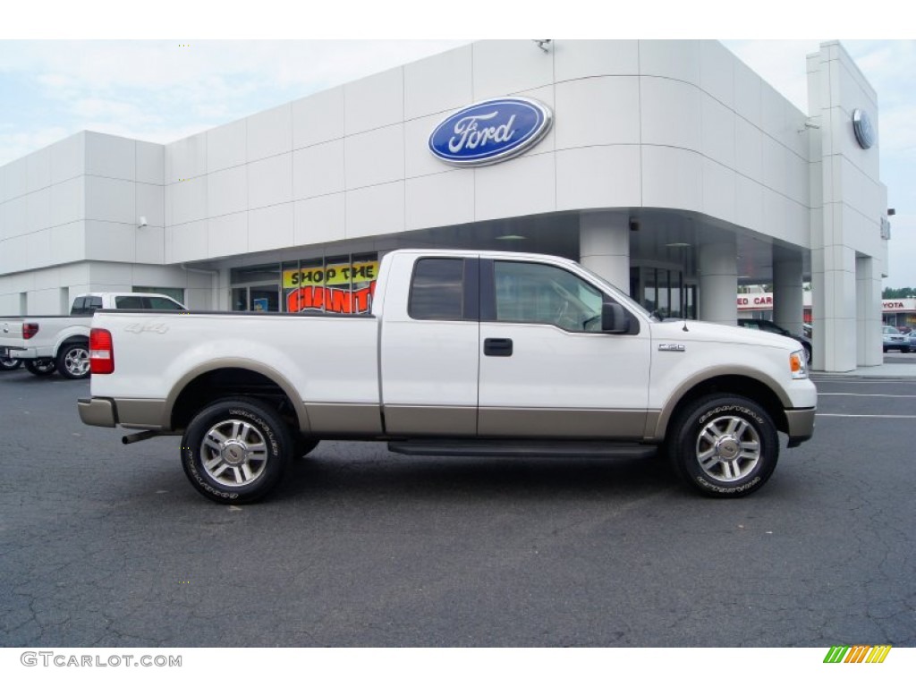 2005 F150 Lariat SuperCab 4x4 - Oxford White / Tan photo #2