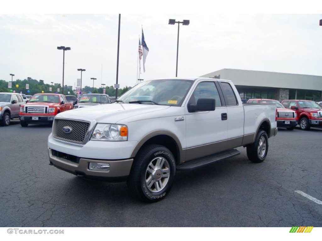 2005 F150 Lariat SuperCab 4x4 - Oxford White / Tan photo #6