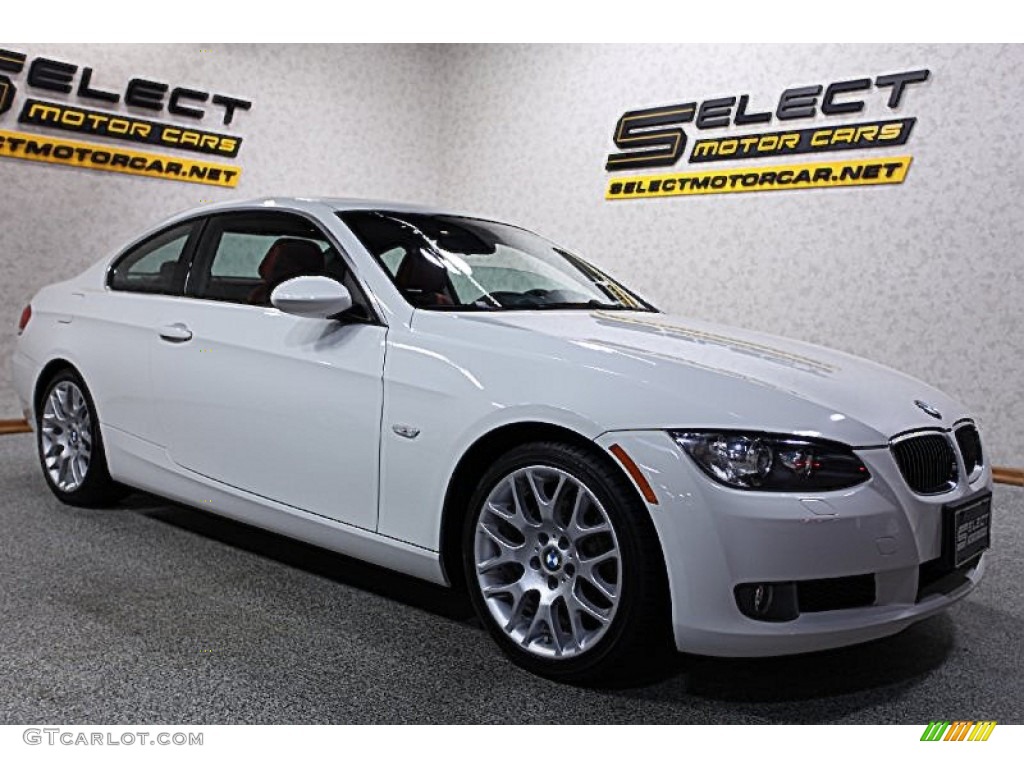 2008 3 Series 328xi Coupe - Alpine White / Coral Red/Black photo #3